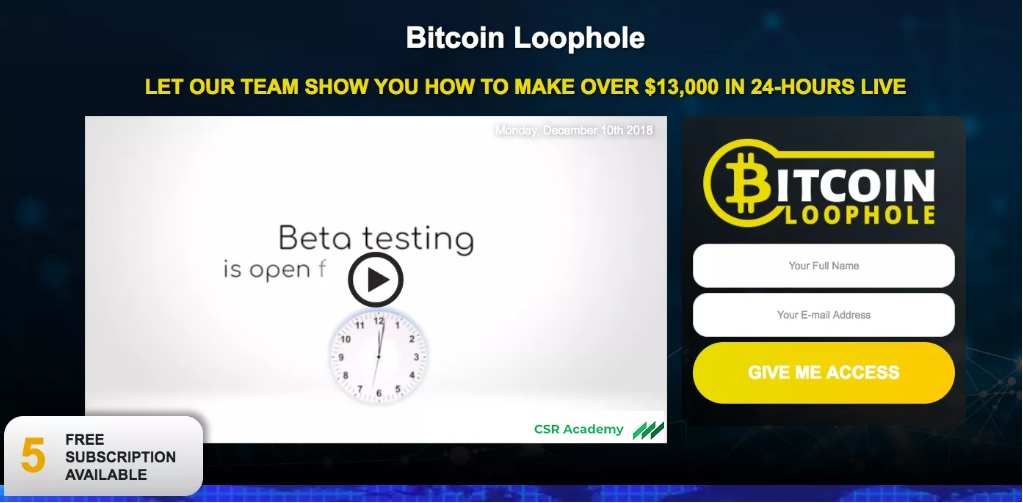 Bitcoin loophole login